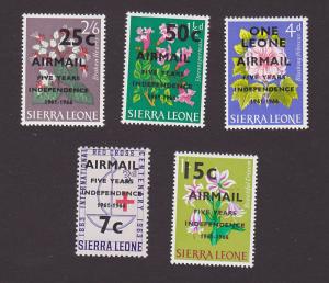 Sierra Leone C56 - C60 VF MH Set of 5 Airmail Overprint