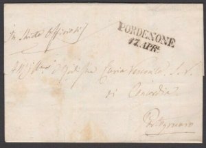 ITALY 1849 Folded entire ex PORDENONE.......................................W290