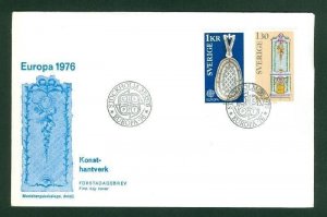 Sweden.  FDC  Cachet 1976  Europa V.  Art Of Handicraft