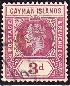 CAYMAN ISLANDS 1920 KGV 3d Purple/Pale Yellow SG45e FU