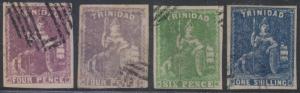 BC TRINIDAD 1859 BRITANNIA Sc 15-17 & 15a TOP VALUES FORGERIES USED (CV$1,750) 