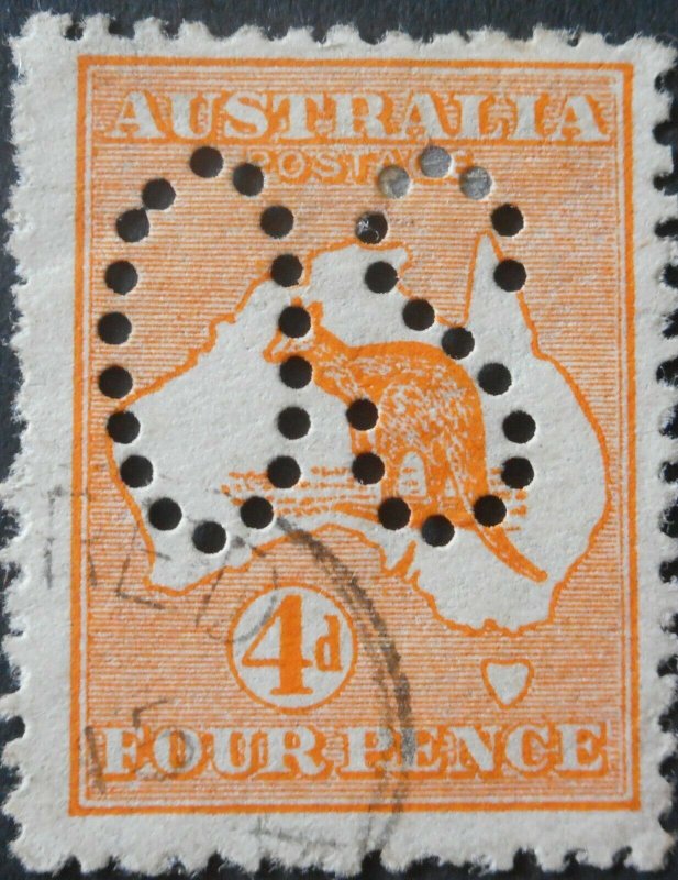 Australia 1913 Four Pence Kangaroo Official SG O6 used