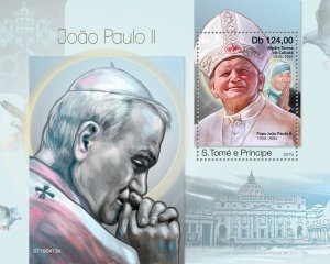 Sao Tome & Principe 2019 MNH Pope John Paul II Stamps Popes Religion 1v S/S