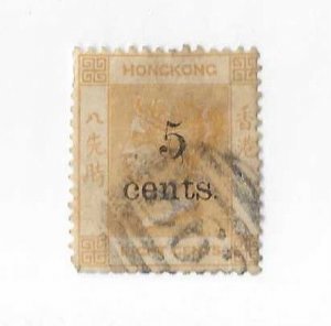 Hong Kong Sc #31  5c on 8c yellow used Fine