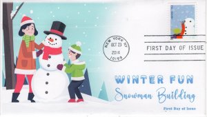 AO-4938-3, 2014, Winter Fun, Add-on Cachet, Standard Postmark, First Day Cover,