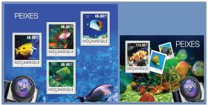 MOZAMBIQUE 2014 2 SHEETS m14411ab FISHES MARINE LIFE
