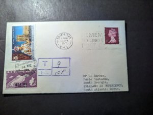 1977 England Falkland Islands Dual Postage Cover Hampstead to South Georgia