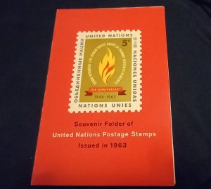 UNITED NATIONS NEW YORK 1958 TO 1964 SOUVENIR FOLDERS WITH STAMPS $72.00