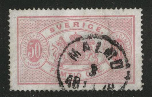 SWEDEN Scott o10 used 1874 official  perf 14 CV$125