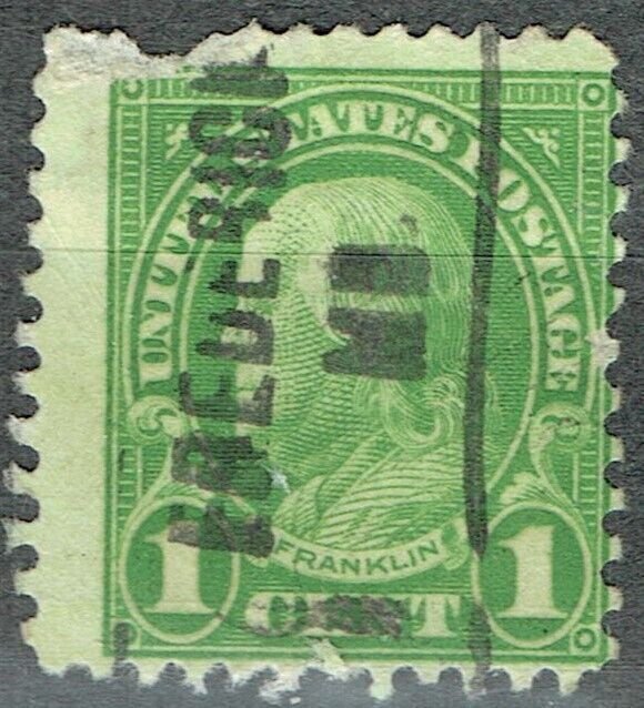 1922 1c FRANKLIN w/precancel (552-PROVISIONAL) from FREDERICK MD. Small town!