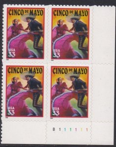 3309 Cinco de Mayo Plate Block MNH