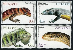 St Lucia 661-664, MNH. Michel 660-663. Pygmy gecko, Lizard, Iguana, Snake, 1984.