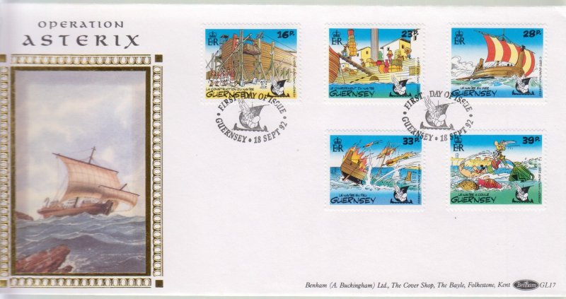 Guernsey 1992 Asterix,  on  Benham Silk FDC