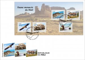 MALI 2023 FDC M/S 5V - TURTLES BIRDS EAGLE DUCKS DUCK CROCODILE DOGS-