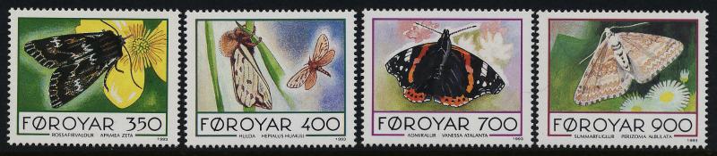 Faroe Islands 256-9 MNH Butterflies, Flowers
