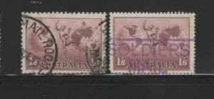 AUSTRALIA #C4-C5 1934-37 MERCURY & HEMISPHERES F-VF USED