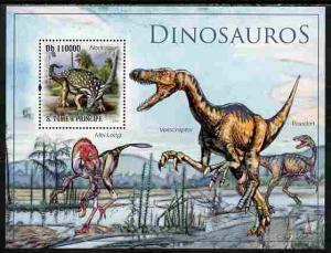 St Thomas & Prince Islands 2010 Dinosaurs perf s/shee...