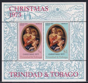 Trinidad & Tobago 1973 Sc 242a Christmas Virgin & Child by Murillo Stamp SS MH