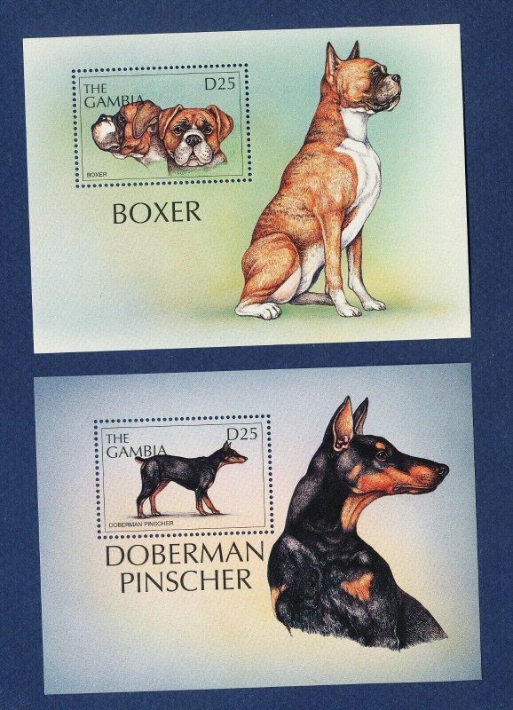 GAMBIA - Scott 1991-1992 - FVF MNH S/S - Dog, Doberman, Boxer - 1997