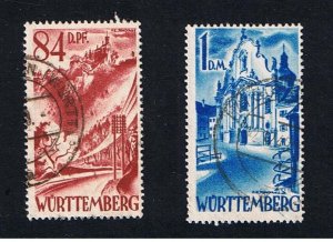 Germany-Wurttemberg #8N26-27  VF used  Occupation Stamps  Free S/H