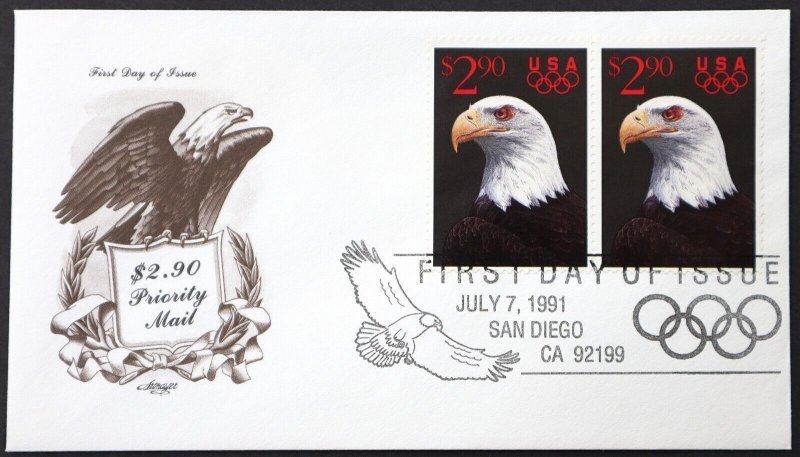 U.S. Used #2540 $2.90 Priority Mail Pair. ArtMaster First Day Cover. Choice!