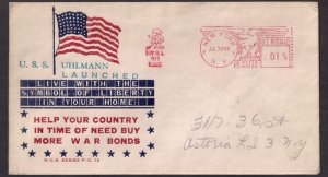 MAILOMAT METER STAMP: #51002 NYC on USS Uhlmann Launch cover 1.5c MOST UNUSUAL!