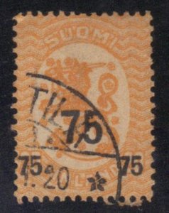 FINLAND SCOTT# 122 USED 1919  75p on 20p SURCHARGED SEE SCAN