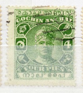 India Cochin 1919-33 Early Issue used Shade of 4p. NW-15895