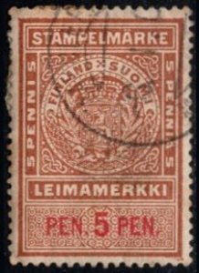 1895 Finland Revenue 5 Penni General Duty Stamp Used