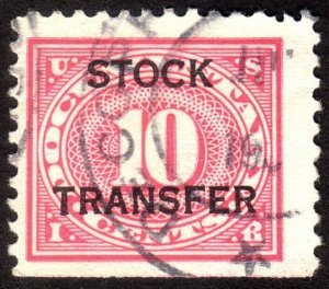 1918, US 10c, Stock Transfer, Used, Sc RD5