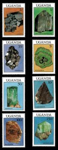 Uganda 1988 - MINERALS - Set of 8 Stamps - Scott #599-606 - MNH