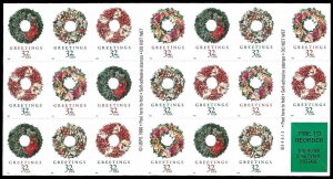 PCBstamps   US #3249/3252c Bk Pane $6.40(20x32c) Christmas (B444444), MNN, (1)