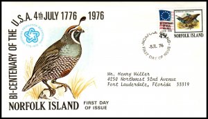 Norfolk Island 197 US Bicentennial Typed FDC