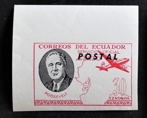 ECUADOR 1949 ROOSEVELT OFFICIAL Bts O210 MH OVERPRINTED POSTAL