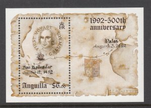 Anguilla 866 Columbus Map Souvenir Sheet MNH VF