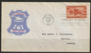 #894 FDC ST. JOSEPH MO. 80th Anniversary of the Pony Express Ioor Cachet (A726)