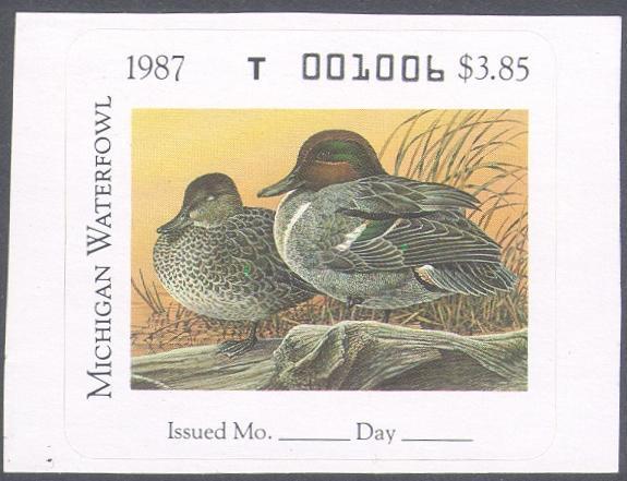 MI 12 $3.85 Waterfowl Stamp Mint NH OG VF