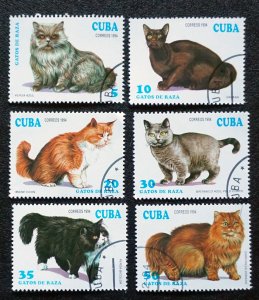 CUBA Sc# 3552-3557  CATS domestic felines CPL SET of 6  1994  used / cto