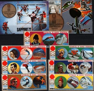 EQUATORIAL GUINEA 1972 WINTER OLYMPIC GAMES SAPPORO SET OF 7 STAMPS & 2 S/S MNH