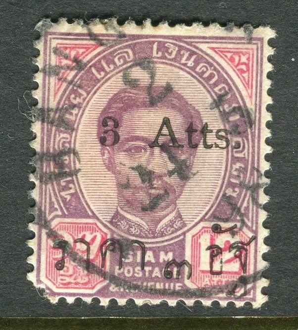 THAILAND;  1890s classic Atts. surcharged issue used 3a.  value