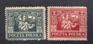 POLAND SC # 177,179 MH 1.25m,2m 1922-23 MINER