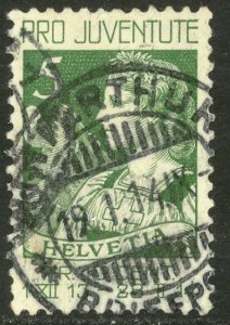 SWITZERLAND 1913 5c PRO JUVENTUTE Semi Postal Sc B1 VFU