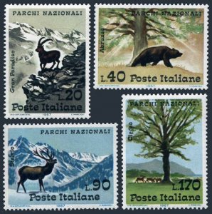 Italy 953-956,MNH. National Parks,1967.Alpine ibex,Brown bear,Red deer,Oak. 