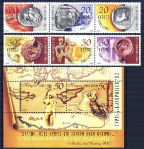 Cyprus 2002 Stamps Exhibition EUROPHILEX '02 Mi. 999/ 1004 Bl.23 MNH