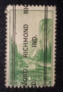 US #740 Rare Precancel Richmond,Ind VF (Yosemite) 1c 1934