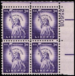 US #1035c LIBERTY MNH UR PLATE BLOCK #25608