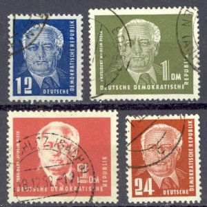 German Democratic Republic Sc# 54-57 Used 1950-1951 12pf-2m Pres. Wilhelm Pieck