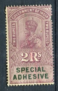 INDIA; Early 1900s GV Portrait type Revenue issues fine used 2R. PIECE