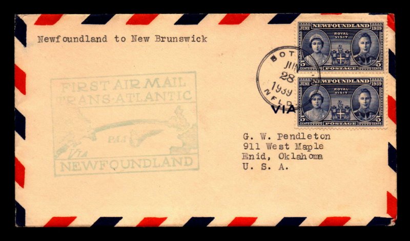 Canada 1939 F18-14a FFC Newfoundland to NB - L8296