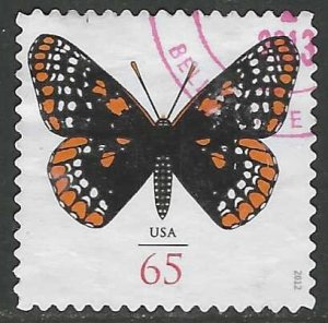 USA 2012 65c Baltimore Checkerspot Butterfly Issue Sc 4603 VFU